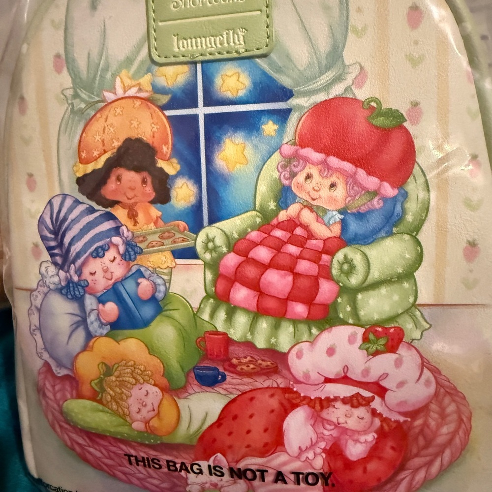 Loungefly Strawberry Shortcake Green Polka Dot Mini Backpack NWT